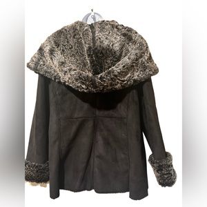 Ladies Black Fur Lined Coat